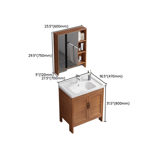 Rectangle Vanity Set Metal Frame Mirror Freestanding 2 Doors Single Sink Bath Vanity Clearhalo 'Bathroom Remodel & Bathroom Fixtures' 'Bathroom Vanities' 'bathroom_vanities' 'Home Improvement' 'home_improvement' 'home_improvement_bathroom_vanities' 6927262