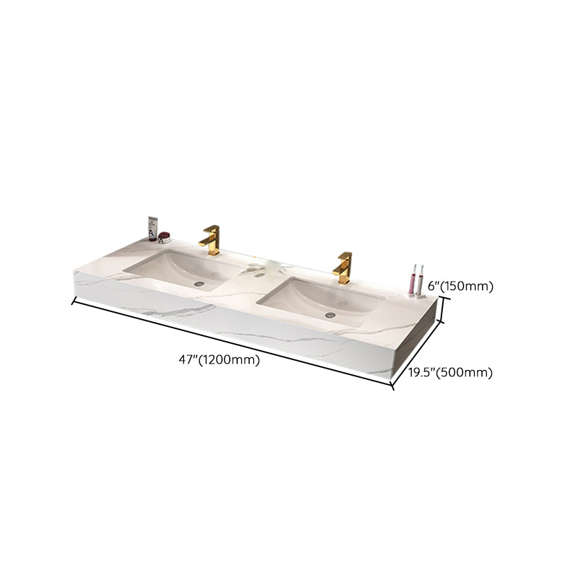 Stone Vanity White Wall Mount Double Sink Waterproof Bath Vanity with Mirror Clearhalo 'Bathroom Remodel & Bathroom Fixtures' 'Bathroom Vanities' 'bathroom_vanities' 'Home Improvement' 'home_improvement' 'home_improvement_bathroom_vanities' 6927280