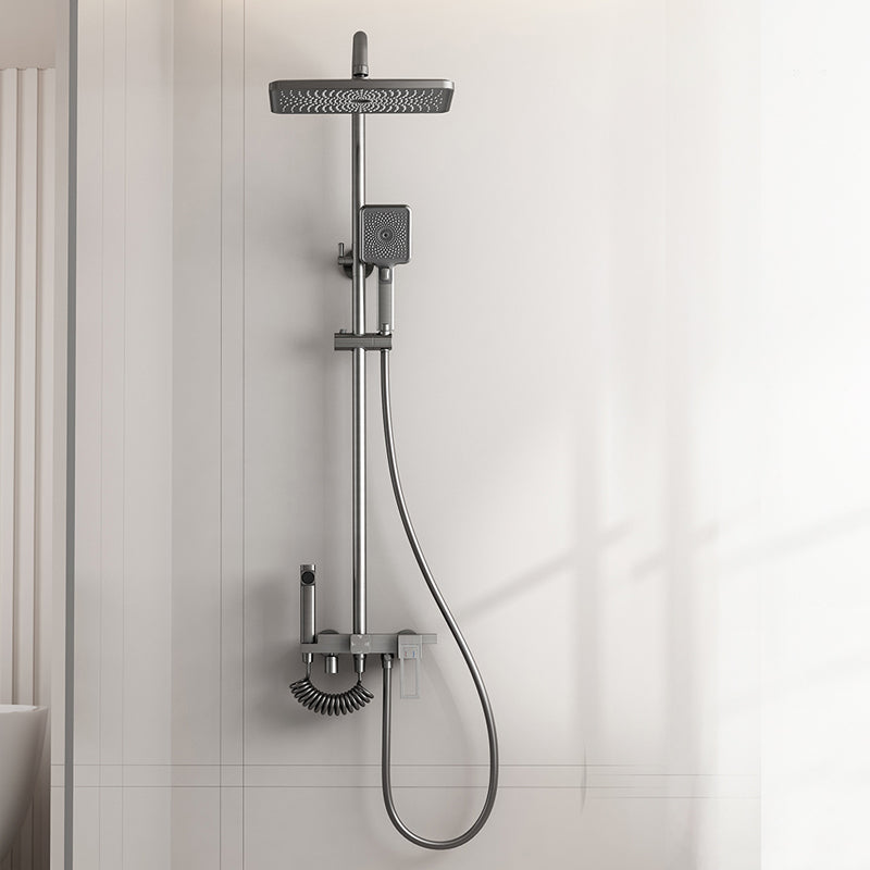 Shower System Square Massage Jet Handheld Shower Head Shower Trim Grey Digital Display Not Included Clearhalo 'Bathroom Remodel & Bathroom Fixtures' 'Home Improvement' 'home_improvement' 'home_improvement_shower_faucets' 'Shower Faucets & Systems' 'shower_faucets' 'Showers & Bathtubs Plumbing' 'Showers & Bathtubs' 6927298