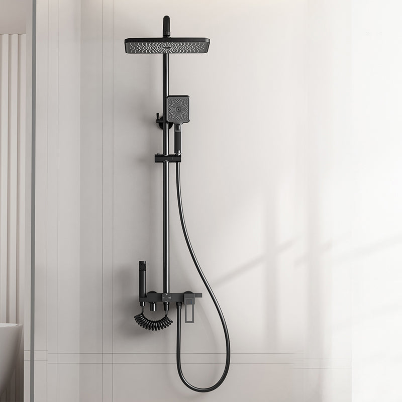Shower System Square Massage Jet Handheld Shower Head Shower Trim Black Digital Display Not Included Clearhalo 'Bathroom Remodel & Bathroom Fixtures' 'Home Improvement' 'home_improvement' 'home_improvement_shower_faucets' 'Shower Faucets & Systems' 'shower_faucets' 'Showers & Bathtubs Plumbing' 'Showers & Bathtubs' 6927300