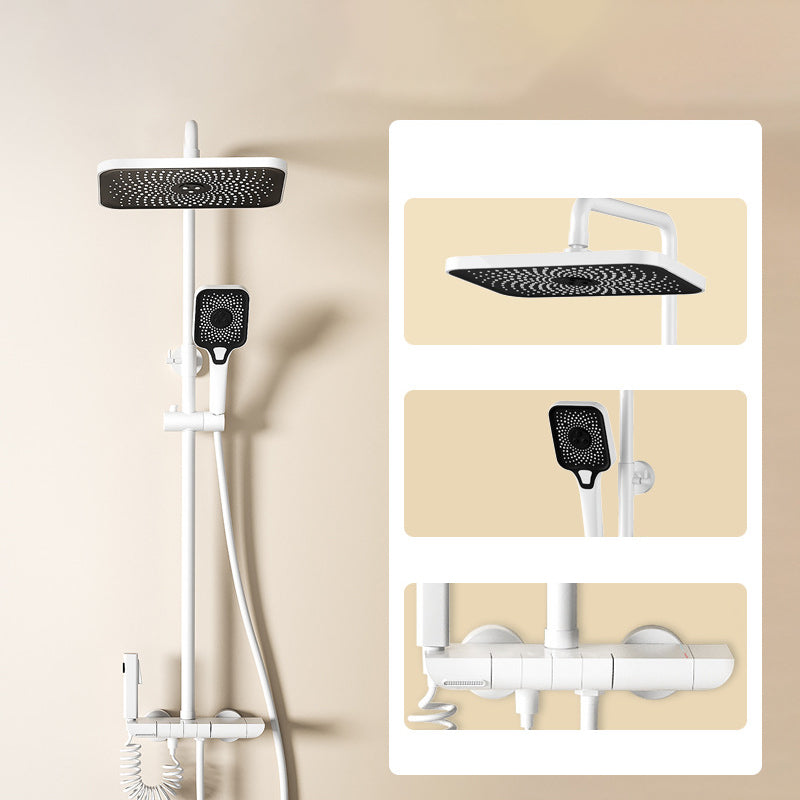 Modern Brass Shower System with Valve Adjustable Spray Pattern Shower Combo White Temperature Control Digital Display Not Included Clearhalo 'Bathroom Remodel & Bathroom Fixtures' 'Home Improvement' 'home_improvement' 'home_improvement_shower_faucets' 'Shower Faucets & Systems' 'shower_faucets' 'Showers & Bathtubs Plumbing' 'Showers & Bathtubs' 6927357