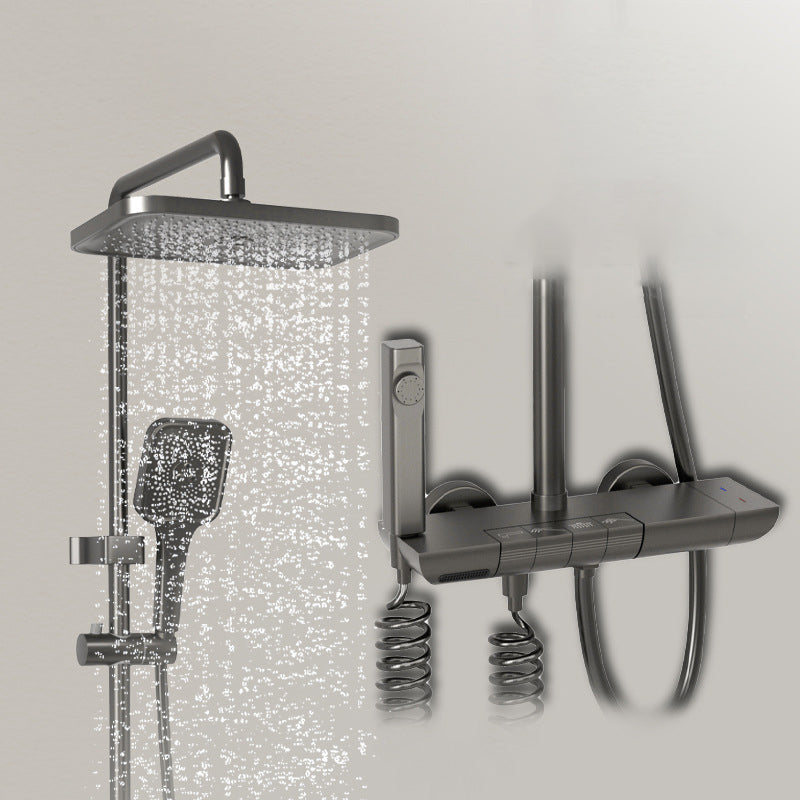 Modern Brass Shower System with Valve Adjustable Spray Pattern Shower Combo Clearhalo 'Bathroom Remodel & Bathroom Fixtures' 'Home Improvement' 'home_improvement' 'home_improvement_shower_faucets' 'Shower Faucets & Systems' 'shower_faucets' 'Showers & Bathtubs Plumbing' 'Showers & Bathtubs' 6927359