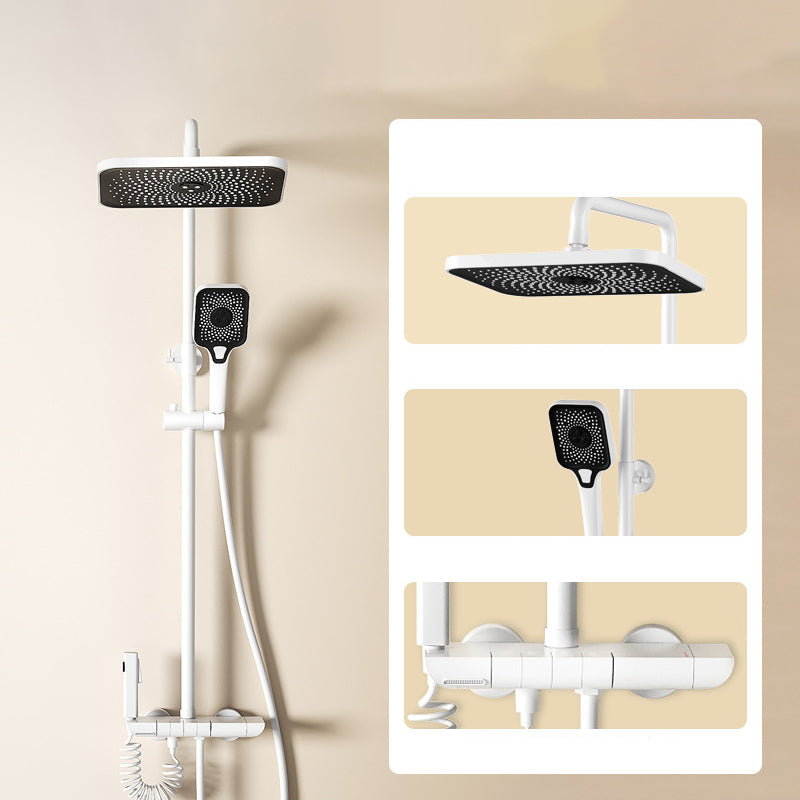 Modern Brass Shower System with Valve Adjustable Spray Pattern Shower Combo White Thermostatic Digital Display Not Included Clearhalo 'Bathroom Remodel & Bathroom Fixtures' 'Home Improvement' 'home_improvement' 'home_improvement_shower_faucets' 'Shower Faucets & Systems' 'shower_faucets' 'Showers & Bathtubs Plumbing' 'Showers & Bathtubs' 6927368