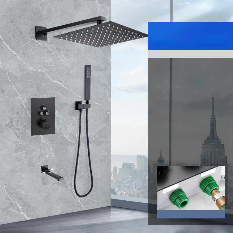 Matte Black Rain Shower System with Hand Shower Square Shower Set 12" Ultra Thin In-wall Top Spray 3 Clearhalo 'Bathroom Remodel & Bathroom Fixtures' 'Home Improvement' 'home_improvement' 'home_improvement_shower_faucets' 'Shower Faucets & Systems' 'shower_faucets' 'Showers & Bathtubs Plumbing' 'Showers & Bathtubs' 6927406