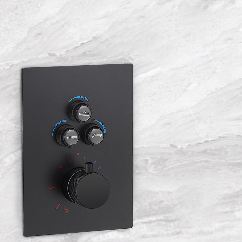 Matte Black Rain Shower System with Hand Shower Square Shower Set Clearhalo 'Bathroom Remodel & Bathroom Fixtures' 'Home Improvement' 'home_improvement' 'home_improvement_shower_faucets' 'Shower Faucets & Systems' 'shower_faucets' 'Showers & Bathtubs Plumbing' 'Showers & Bathtubs' 6927407