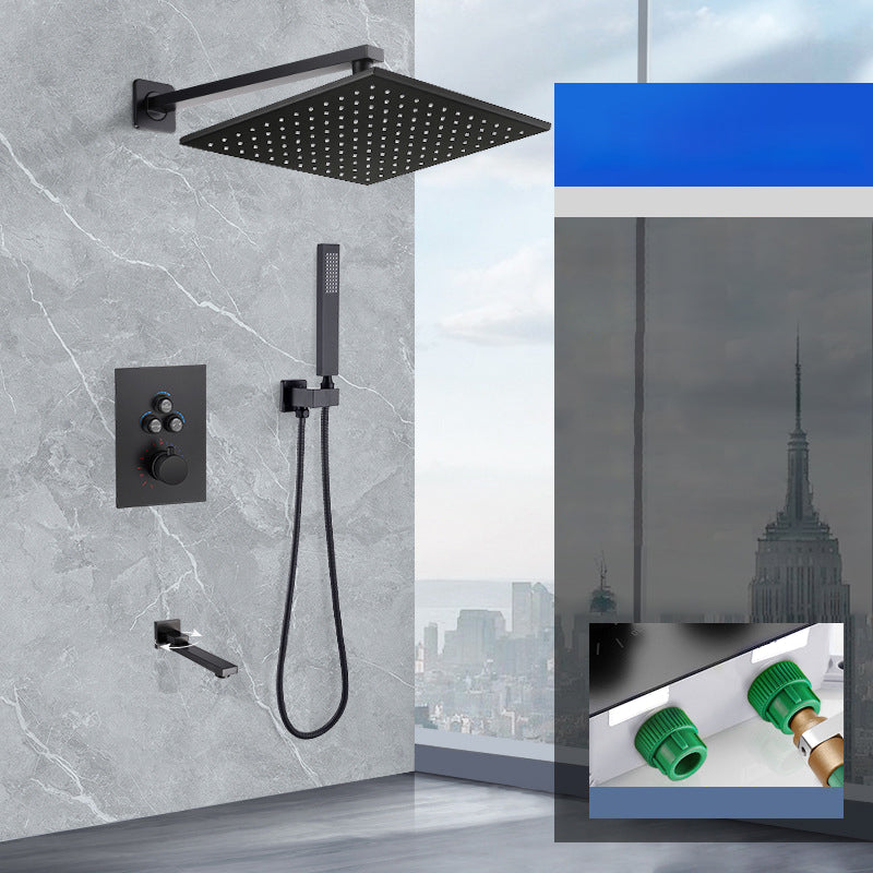 Matte Black Rain Shower System with Hand Shower Square Shower Set 12" In-wall Top Spray 3 Clearhalo 'Bathroom Remodel & Bathroom Fixtures' 'Home Improvement' 'home_improvement' 'home_improvement_shower_faucets' 'Shower Faucets & Systems' 'shower_faucets' 'Showers & Bathtubs Plumbing' 'Showers & Bathtubs' 6927410