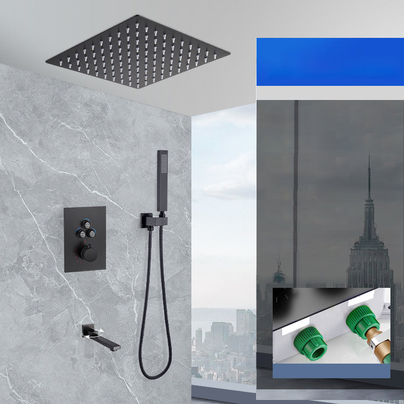 Matte Black Rain Shower System with Hand Shower Square Shower Set 10.5" In-wall Top Spray 3 Clearhalo 'Bathroom Remodel & Bathroom Fixtures' 'Home Improvement' 'home_improvement' 'home_improvement_shower_faucets' 'Shower Faucets & Systems' 'shower_faucets' 'Showers & Bathtubs Plumbing' 'Showers & Bathtubs' 6927421