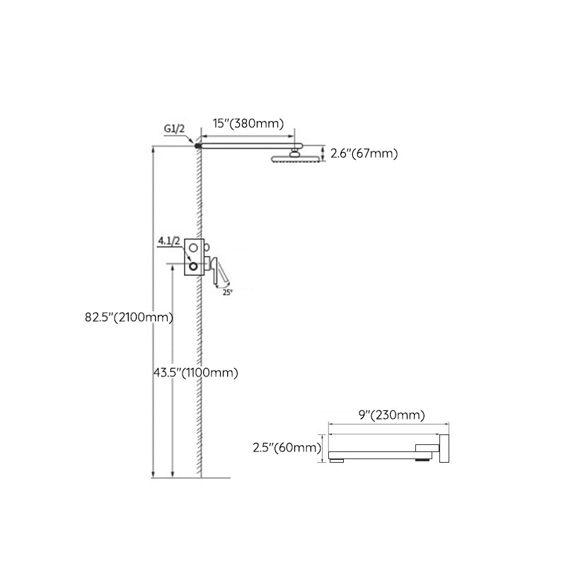 Matte Black Rain Shower System with Hand Shower Square Shower Set Clearhalo 'Bathroom Remodel & Bathroom Fixtures' 'Home Improvement' 'home_improvement' 'home_improvement_shower_faucets' 'Shower Faucets & Systems' 'shower_faucets' 'Showers & Bathtubs Plumbing' 'Showers & Bathtubs' 6927426