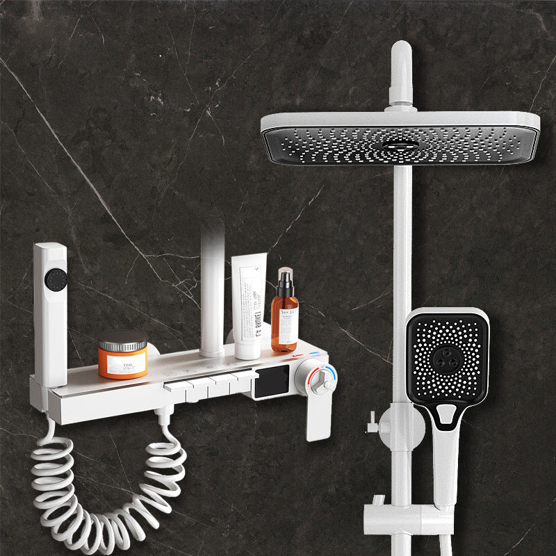 Modern Shower System Copper Wall-Mounted Swivel Square Rain Shower Head Shower Set Clearhalo 'Bathroom Remodel & Bathroom Fixtures' 'Home Improvement' 'home_improvement' 'home_improvement_shower_faucets' 'Shower Faucets & Systems' 'shower_faucets' 'Showers & Bathtubs Plumbing' 'Showers & Bathtubs' 6927430
