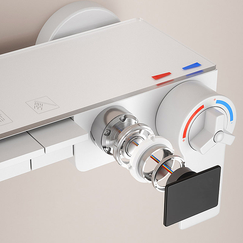 Modern Shower System Copper Wall-Mounted Swivel Square Rain Shower Head Shower Set Clearhalo 'Bathroom Remodel & Bathroom Fixtures' 'Home Improvement' 'home_improvement' 'home_improvement_shower_faucets' 'Shower Faucets & Systems' 'shower_faucets' 'Showers & Bathtubs Plumbing' 'Showers & Bathtubs' 6927433