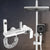 Modern Shower System Copper Wall-Mounted Swivel Square Rain Shower Head Shower Set White Temperature Control Clearhalo 'Bathroom Remodel & Bathroom Fixtures' 'Home Improvement' 'home_improvement' 'home_improvement_shower_faucets' 'Shower Faucets & Systems' 'shower_faucets' 'Showers & Bathtubs Plumbing' 'Showers & Bathtubs' 6927440