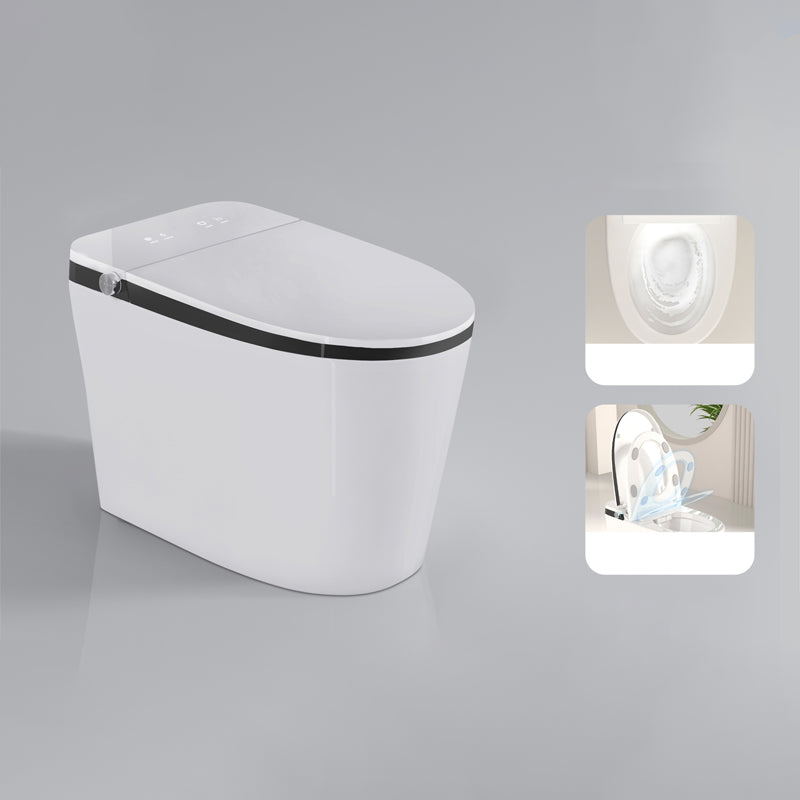 Contemporary White Elongated Water Pressure Control Dryer Floor Mount Bidet Automatic Lid( Top Configuration) Toilet Seat Clearhalo 'Bathroom Remodel & Bathroom Fixtures' 'Bidets' 'Home Improvement' 'home_improvement' 'home_improvement_bidets' 'Toilets & Bidets' 6927538