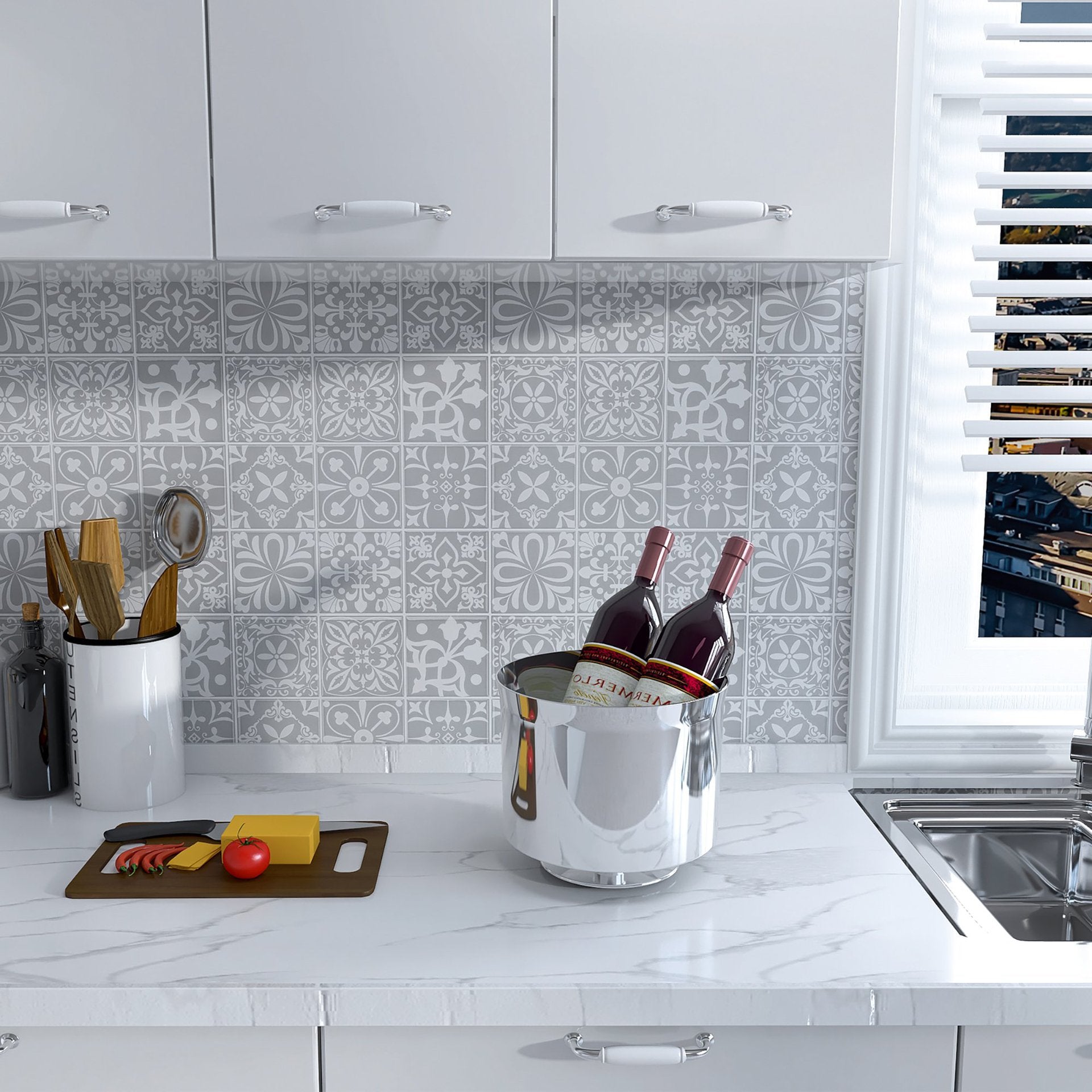 Mosaic Tile Peel and Stick Wall Tile Modern Wallpaper with Waterproof Grey Clearhalo 'Flooring 'Home Improvement' 'home_improvement' 'home_improvement_peel_stick_blacksplash' 'Peel & Stick Backsplash Tile' 'peel_stick_blacksplash' 'Walls & Ceilings' Walls and Ceiling' 6927771