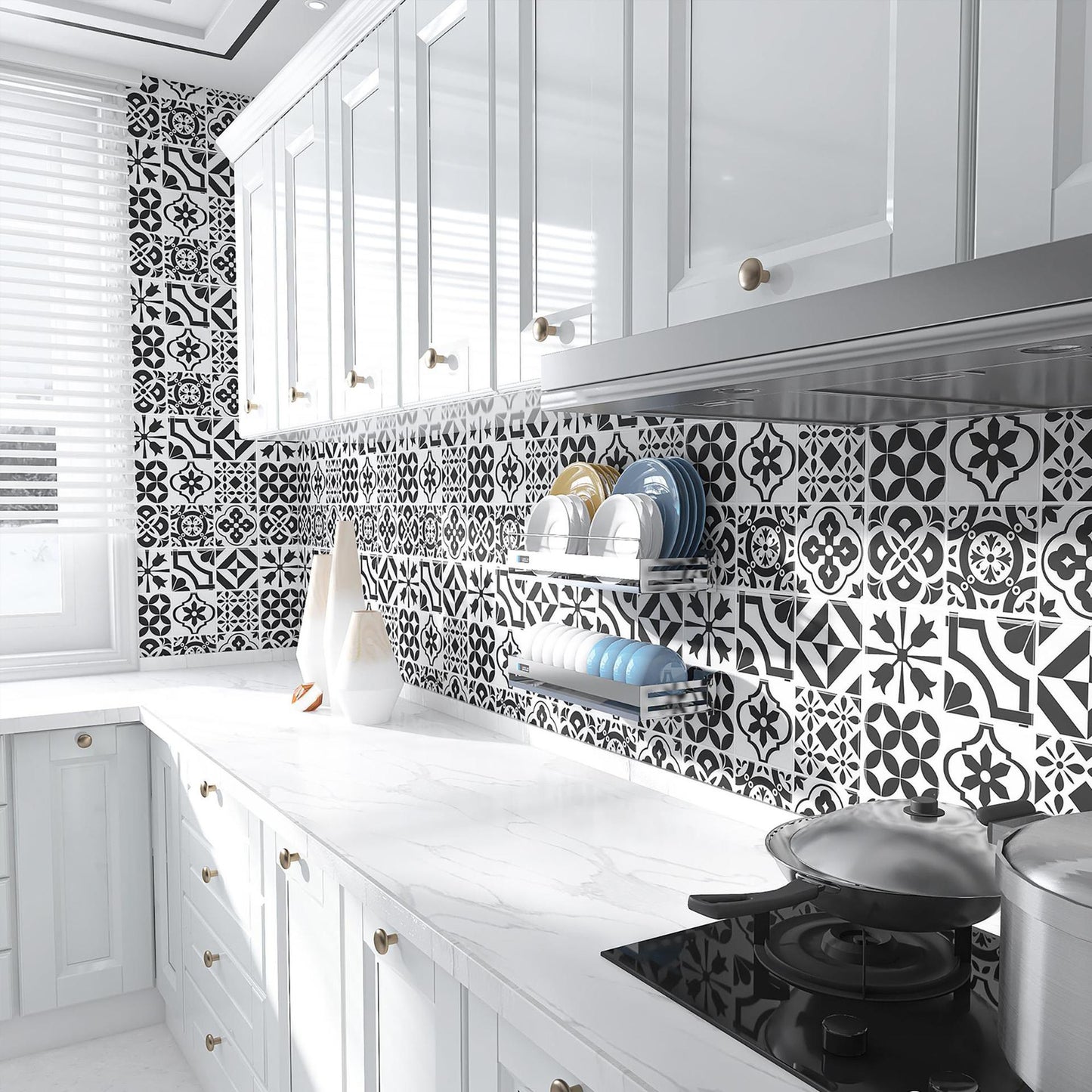 Mosaic Tile Peel and Stick Wall Tile Modern Wallpaper with Waterproof Black White Clearhalo 'Flooring 'Home Improvement' 'home_improvement' 'home_improvement_peel_stick_blacksplash' 'Peel & Stick Backsplash Tile' 'peel_stick_blacksplash' 'Walls & Ceilings' Walls and Ceiling' 6927773