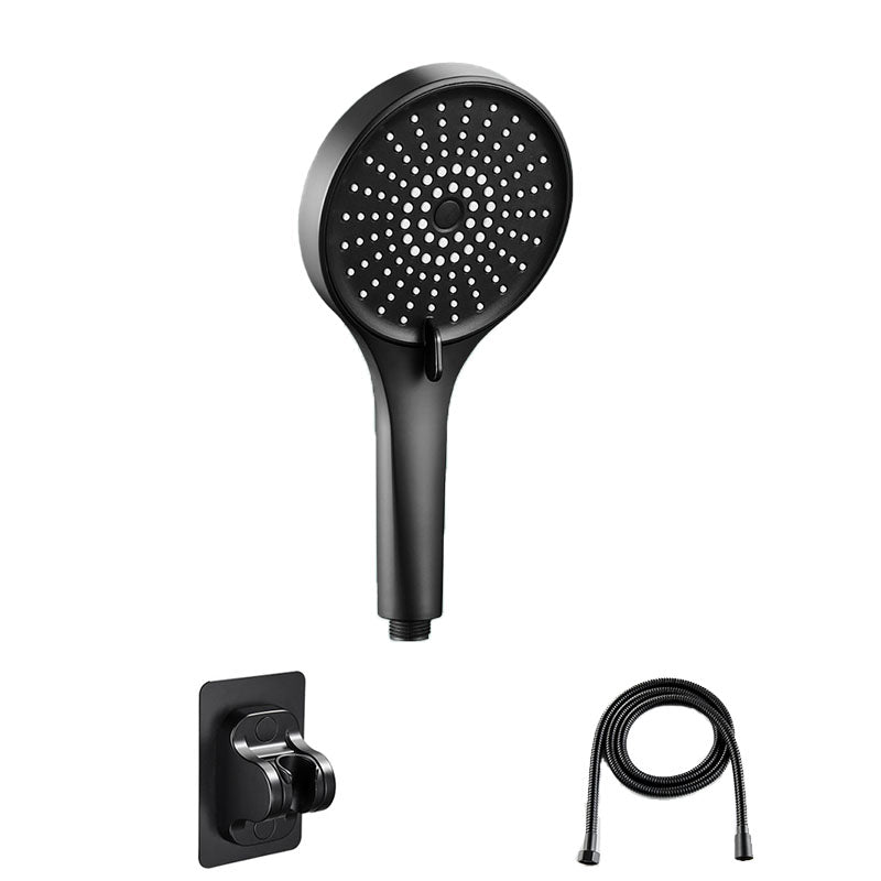 Plastic Hand Shower Round Handheld Shower Head with Self-Cleaning Black Shower Heads & Hose & Wall pedestal Clearhalo 'Bathroom Remodel & Bathroom Fixtures' 'Home Improvement' 'home_improvement' 'home_improvement_shower_heads' 'Shower Heads' 'shower_heads' 'Showers & Bathtubs Plumbing' 'Showers & Bathtubs' 6928116