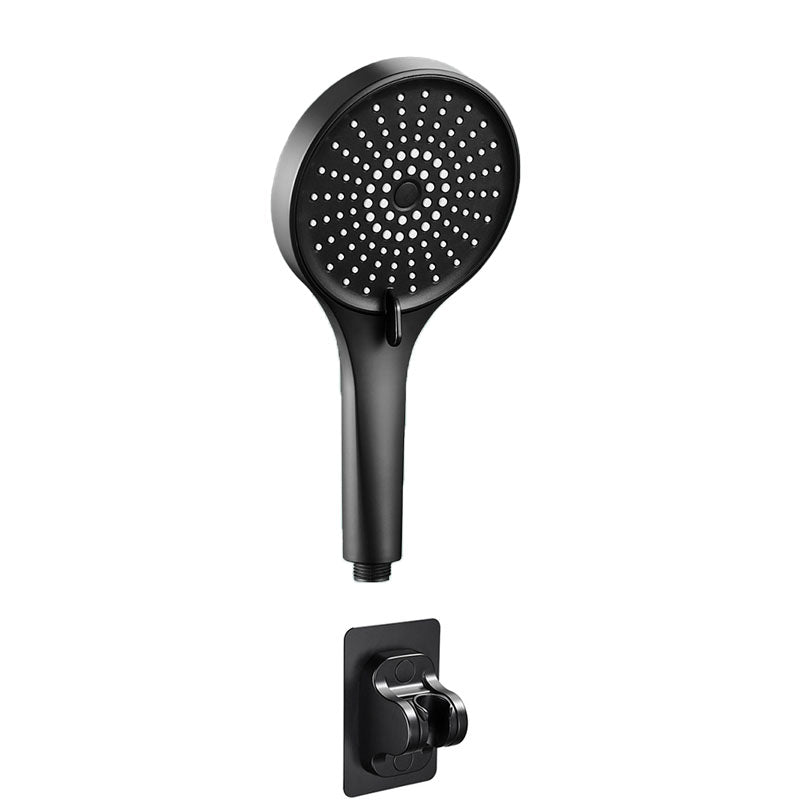 Plastic Hand Shower Round Handheld Shower Head with Self-Cleaning Black Shower Head with Wall Pedestal Clearhalo 'Bathroom Remodel & Bathroom Fixtures' 'Home Improvement' 'home_improvement' 'home_improvement_shower_heads' 'Shower Heads' 'shower_heads' 'Showers & Bathtubs Plumbing' 'Showers & Bathtubs' 6928120