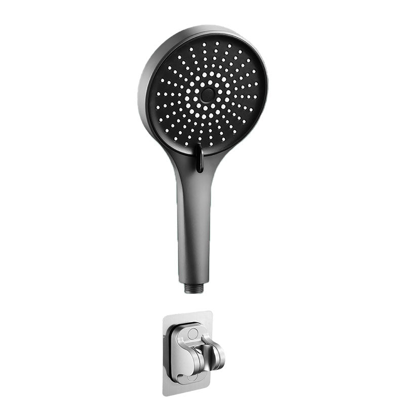 Plastic Hand Shower Round Handheld Shower Head with Self-Cleaning Grey Shower Head with Wall Pedestal Clearhalo 'Bathroom Remodel & Bathroom Fixtures' 'Home Improvement' 'home_improvement' 'home_improvement_shower_heads' 'Shower Heads' 'shower_heads' 'Showers & Bathtubs Plumbing' 'Showers & Bathtubs' 6928126