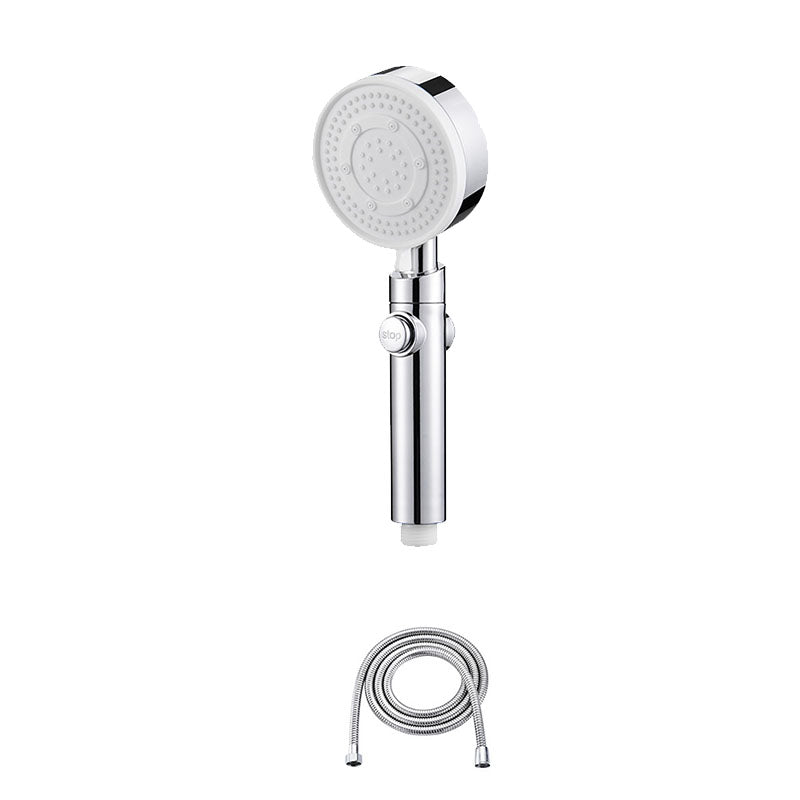 Contemporary Hand Shower Plastic Round Hand Shower with Self-Cleaning Silver Shower Head with Hose Clearhalo 'Bathroom Remodel & Bathroom Fixtures' 'Home Improvement' 'home_improvement' 'home_improvement_shower_heads' 'Shower Heads' 'shower_heads' 'Showers & Bathtubs Plumbing' 'Showers & Bathtubs' 6928146
