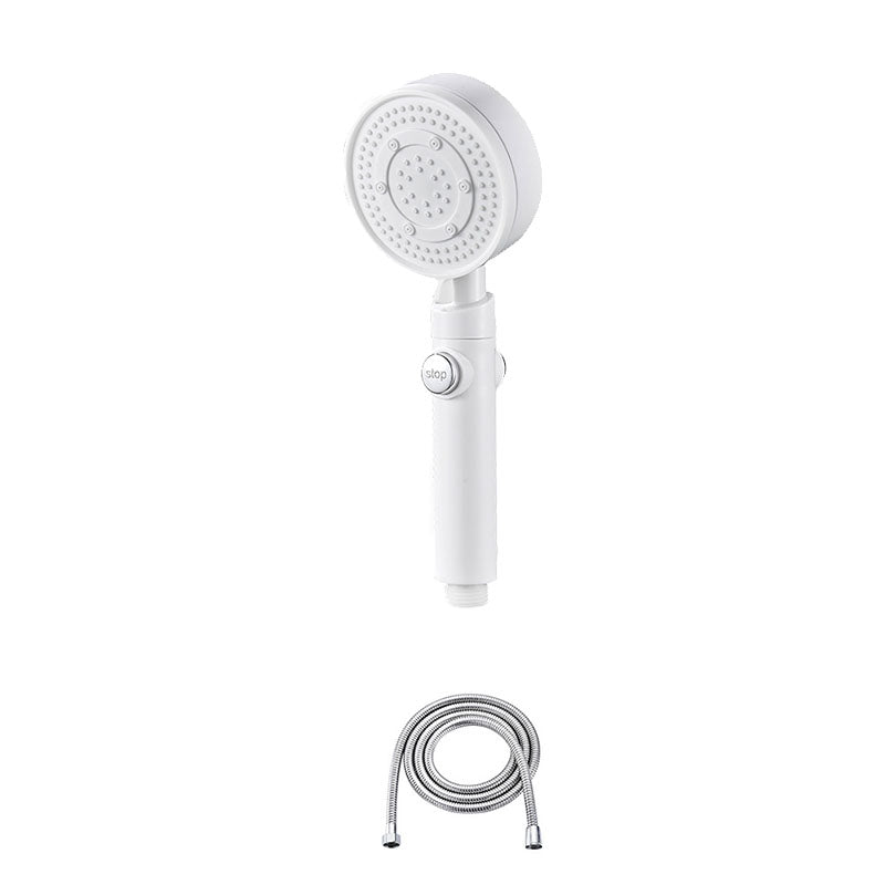 Contemporary Hand Shower Plastic Round Hand Shower with Self-Cleaning White Shower Head with Hose Clearhalo 'Bathroom Remodel & Bathroom Fixtures' 'Home Improvement' 'home_improvement' 'home_improvement_shower_heads' 'Shower Heads' 'shower_heads' 'Showers & Bathtubs Plumbing' 'Showers & Bathtubs' 6928151