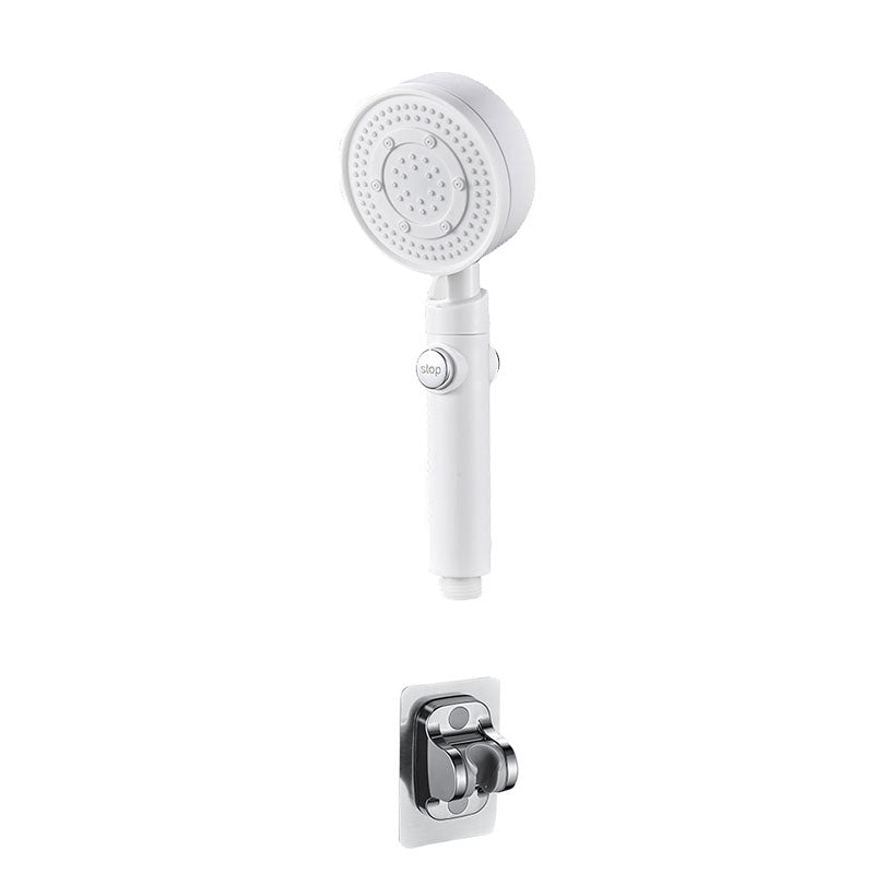 Contemporary Hand Shower Plastic Round Hand Shower with Self-Cleaning White Shower & Punch-free Wall Seat Clearhalo 'Bathroom Remodel & Bathroom Fixtures' 'Home Improvement' 'home_improvement' 'home_improvement_shower_heads' 'Shower Heads' 'shower_heads' 'Showers & Bathtubs Plumbing' 'Showers & Bathtubs' 6928152