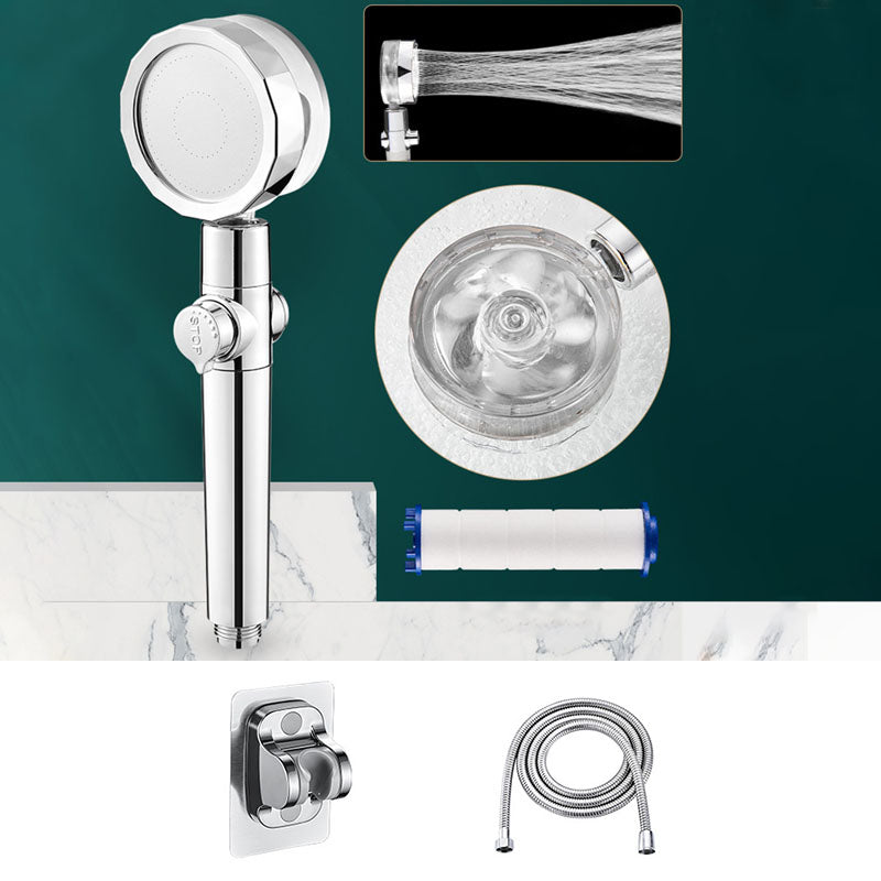 Contemporary Shower Head Handheld Shower Head Plastic Wall-Mount Round Shower Head Combo Silver Adjustable Shower Heads & Hose & Wall pedestal Clearhalo 'Bathroom Remodel & Bathroom Fixtures' 'Home Improvement' 'home_improvement' 'home_improvement_shower_heads' 'Shower Heads' 'shower_heads' 'Showers & Bathtubs Plumbing' 'Showers & Bathtubs' 6928223