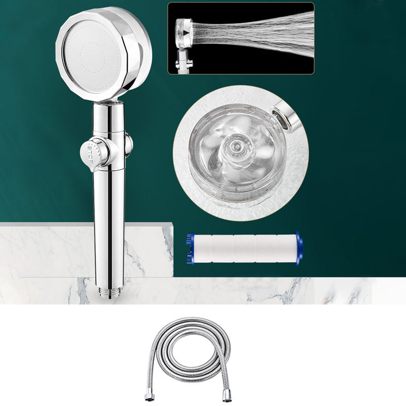 Contemporary Shower Head Handheld Shower Head Plastic Wall-Mount Round Shower Head Combo Silver Adjustable Shower Head with Hose Clearhalo 'Bathroom Remodel & Bathroom Fixtures' 'Home Improvement' 'home_improvement' 'home_improvement_shower_heads' 'Shower Heads' 'shower_heads' 'Showers & Bathtubs Plumbing' 'Showers & Bathtubs' 6928226