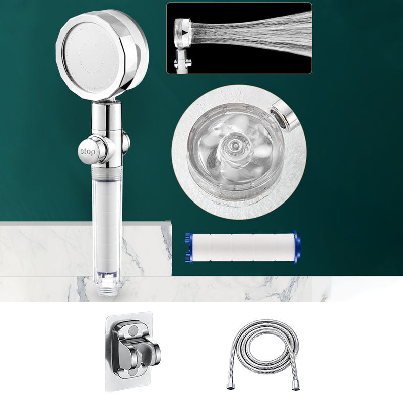 Contemporary Shower Head Handheld Shower Head Plastic Wall-Mount Round Shower Head Combo Silver Non-Adjustable Shower Heads & Hose & Wall pedestal Clearhalo 'Bathroom Remodel & Bathroom Fixtures' 'Home Improvement' 'home_improvement' 'home_improvement_shower_heads' 'Shower Heads' 'shower_heads' 'Showers & Bathtubs Plumbing' 'Showers & Bathtubs' 6928233