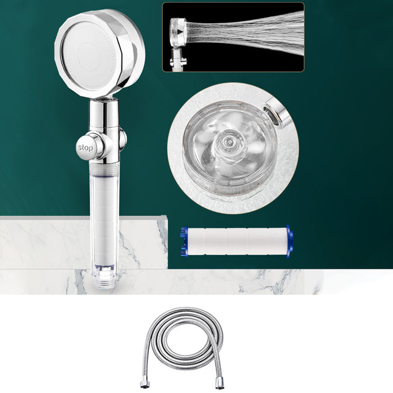 Contemporary Shower Head Handheld Shower Head Plastic Wall-Mount Round Shower Head Combo Silver Non-Adjustable Shower Head with Hose Clearhalo 'Bathroom Remodel & Bathroom Fixtures' 'Home Improvement' 'home_improvement' 'home_improvement_shower_heads' 'Shower Heads' 'shower_heads' 'Showers & Bathtubs Plumbing' 'Showers & Bathtubs' 6928234