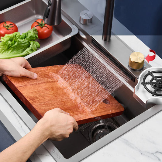 Modern Kitchen Sink Single Basin Kitchen Sink with Soundproofing Clearhalo 'Home Improvement' 'home_improvement' 'home_improvement_kitchen_sinks' 'Kitchen Remodel & Kitchen Fixtures' 'Kitchen Sinks & Faucet Components' 'Kitchen Sinks' 'kitchen_sinks' 6928423