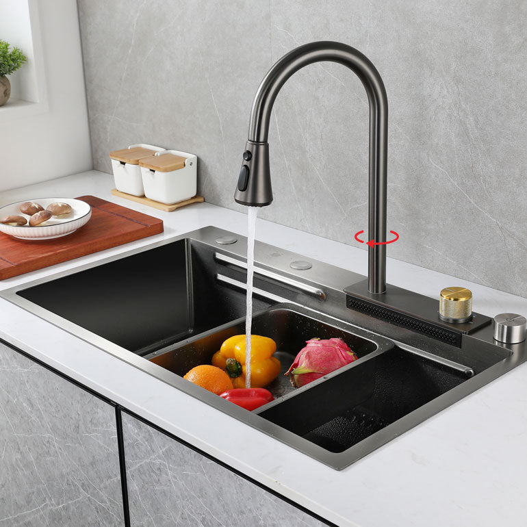 Modern Kitchen Sink Single Basin Kitchen Sink with Soundproofing Clearhalo 'Home Improvement' 'home_improvement' 'home_improvement_kitchen_sinks' 'Kitchen Remodel & Kitchen Fixtures' 'Kitchen Sinks & Faucet Components' 'Kitchen Sinks' 'kitchen_sinks' 6928438