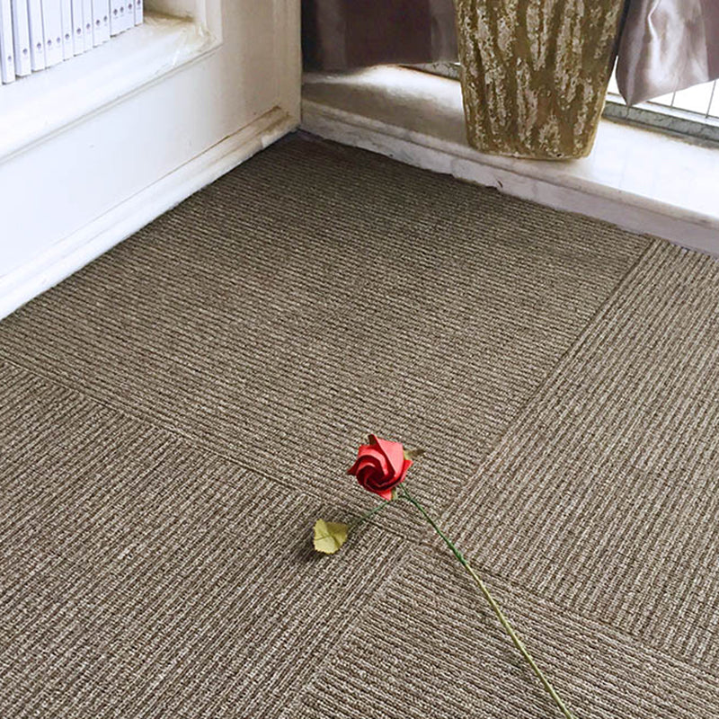 Dark Color Level Loop Carpet Tile Non-Skid Adhesive Tabs Indoor Carpet Tiles Khaki Asphalt Clearhalo 'Carpet Tiles & Carpet Squares' 'carpet_tiles_carpet_squares' 'Flooring 'Home Improvement' 'home_improvement' 'home_improvement_carpet_tiles_carpet_squares' Walls and Ceiling' 6928891