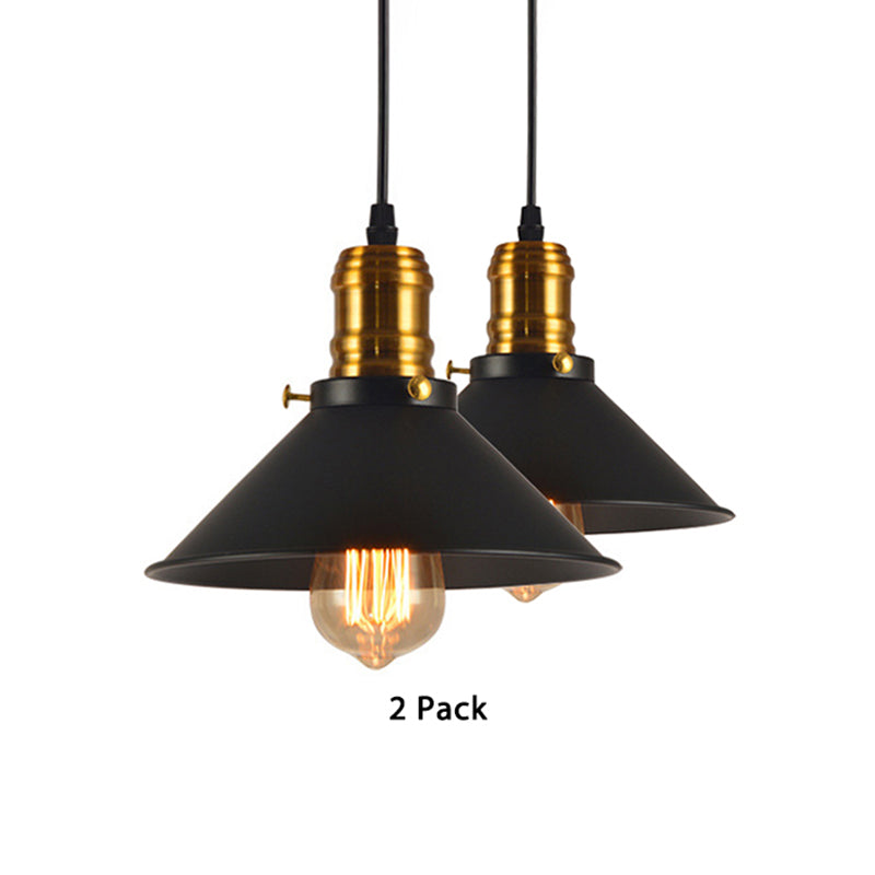 Tapered Shade Living Room Pendant Lighting Loft Style Metal 1 Light Brass Hanging Ceiling Light, 1/2/3-Pack Clearhalo 'Art Deco Pendants' 'Cast Iron' 'Ceiling Lights' 'Ceramic' 'Crystal' 'Industrial Pendants' 'Industrial' 'Metal' 'Middle Century Pendants' 'Pendant Lights' 'Pendants' 'Tiffany' Lighting' 69299