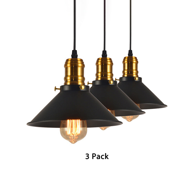 Tapered Shade Living Room Pendant Lighting Loft Style Metal 1 Light Brass Hanging Ceiling Light, 1/2/3-Pack Clearhalo 'Art Deco Pendants' 'Cast Iron' 'Ceiling Lights' 'Ceramic' 'Crystal' 'Industrial Pendants' 'Industrial' 'Metal' 'Middle Century Pendants' 'Pendant Lights' 'Pendants' 'Tiffany' Lighting' 69300
