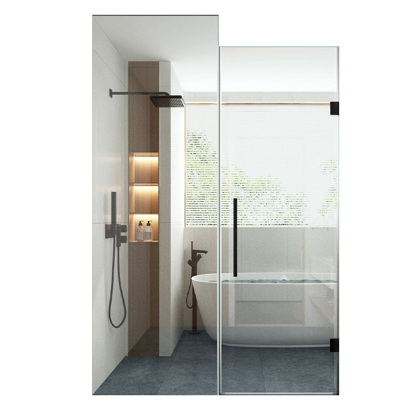 One-shaped Simple Frameless Flat-opening Tempered Glass Shower Door Right Clearhalo 'Bathroom Remodel & Bathroom Fixtures' 'Home Improvement' 'home_improvement' 'home_improvement_shower_tub_doors' 'Shower and Tub Doors' 'shower_tub_doors' 'Showers & Bathtubs' 6934517
