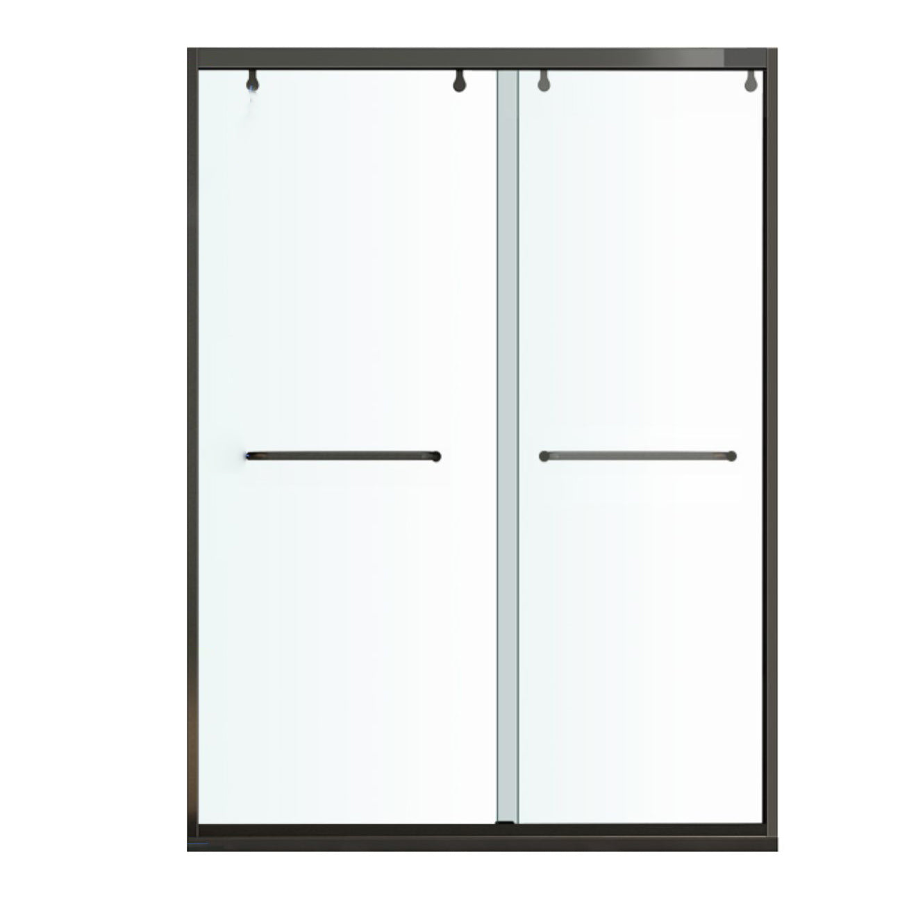 One-shaped Semi-frameless Double Sliding Shower Door, Bathroom Tempered Glass Door 79"L x 77"H Clearhalo 'Bathroom Remodel & Bathroom Fixtures' 'Home Improvement' 'home_improvement' 'home_improvement_shower_tub_doors' 'Shower and Tub Doors' 'shower_tub_doors' 'Showers & Bathtubs' 6934554