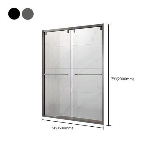 Semi-frameless Double Sliding Shower Door, One-line Shower Room Partition Clearhalo 'Bathroom Remodel & Bathroom Fixtures' 'Home Improvement' 'home_improvement' 'home_improvement_shower_tub_doors' 'Shower and Tub Doors' 'shower_tub_doors' 'Showers & Bathtubs' 6934627