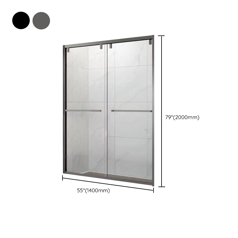 Semi-frameless Double Sliding Shower Door, One-line Shower Room Partition Clearhalo 'Bathroom Remodel & Bathroom Fixtures' 'Home Improvement' 'home_improvement' 'home_improvement_shower_tub_doors' 'Shower and Tub Doors' 'shower_tub_doors' 'Showers & Bathtubs' 6934628