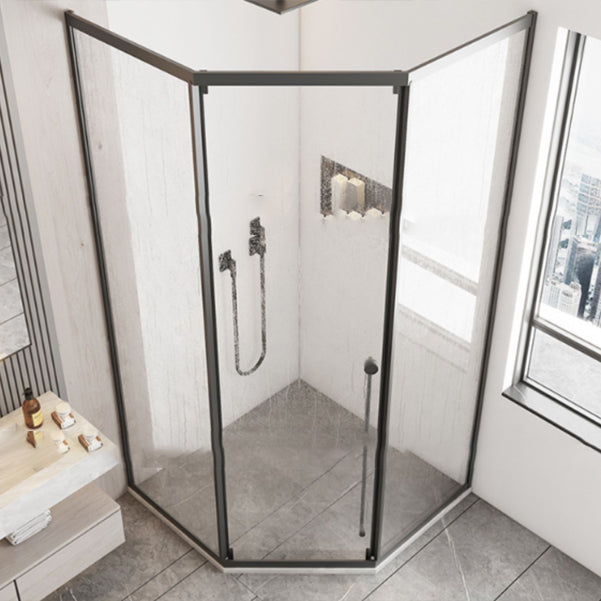 Diamond Folding Shower Screen, Full Frame Single Sliding Shower Door Clearhalo 'Bathroom Remodel & Bathroom Fixtures' 'Home Improvement' 'home_improvement' 'home_improvement_shower_tub_doors' 'Shower and Tub Doors' 'shower_tub_doors' 'Showers & Bathtubs' 6934636