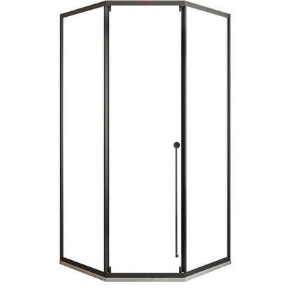 Diamond Folding Shower Screen, Full Frame Single Sliding Shower Door Black Right Clearhalo 'Bathroom Remodel & Bathroom Fixtures' 'Home Improvement' 'home_improvement' 'home_improvement_shower_tub_doors' 'Shower and Tub Doors' 'shower_tub_doors' 'Showers & Bathtubs' 6934637