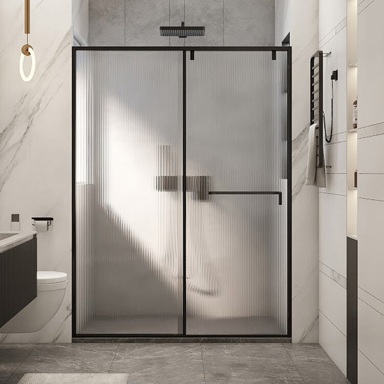 One-line Single-moving Shower Screen, Semi-frameless and Extremely Narrow Side Shower Door Clearhalo 'Bathroom Remodel & Bathroom Fixtures' 'Home Improvement' 'home_improvement' 'home_improvement_shower_tub_doors' 'Shower and Tub Doors' 'shower_tub_doors' 'Showers & Bathtubs' 6934670