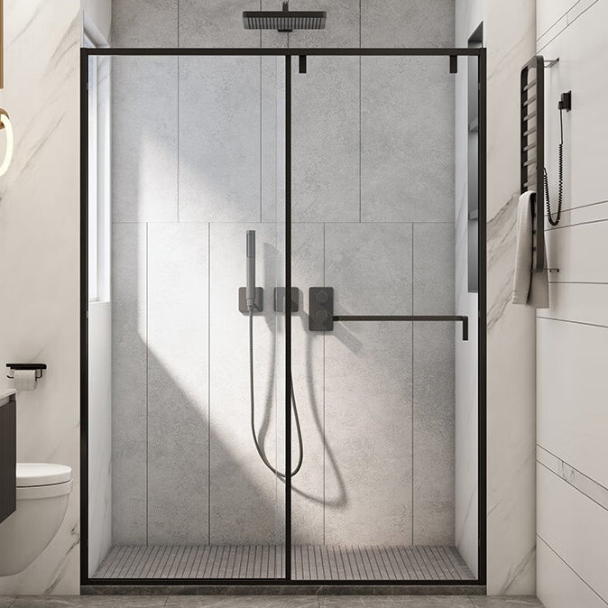One-line Single-moving Shower Screen, Semi-frameless and Extremely Narrow Side Shower Door Clearhalo 'Bathroom Remodel & Bathroom Fixtures' 'Home Improvement' 'home_improvement' 'home_improvement_shower_tub_doors' 'Shower and Tub Doors' 'shower_tub_doors' 'Showers & Bathtubs' 6934673