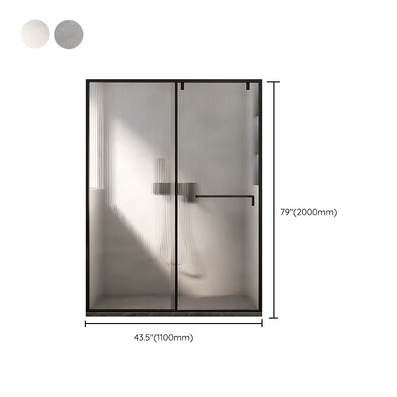 One-line Single-moving Shower Screen, Semi-frameless and Extremely Narrow Side Shower Door Clearhalo 'Bathroom Remodel & Bathroom Fixtures' 'Home Improvement' 'home_improvement' 'home_improvement_shower_tub_doors' 'Shower and Tub Doors' 'shower_tub_doors' 'Showers & Bathtubs' 6934679