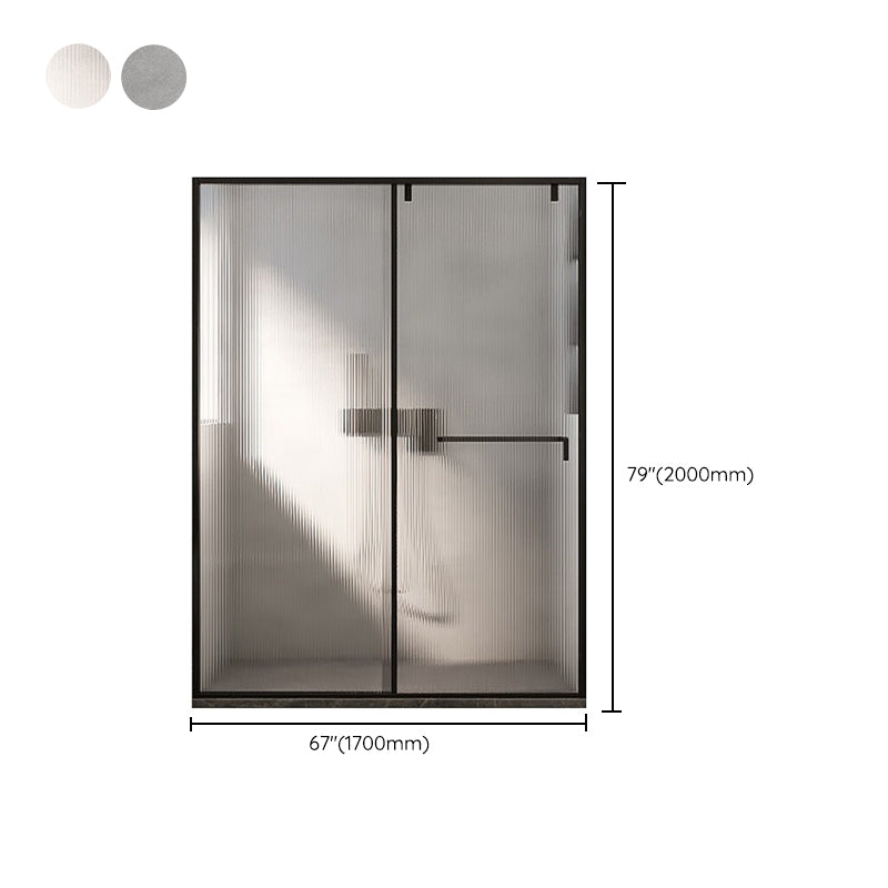 One-line Single-moving Shower Screen, Semi-frameless and Extremely Narrow Side Shower Door Clearhalo 'Bathroom Remodel & Bathroom Fixtures' 'Home Improvement' 'home_improvement' 'home_improvement_shower_tub_doors' 'Shower and Tub Doors' 'shower_tub_doors' 'Showers & Bathtubs' 6934685