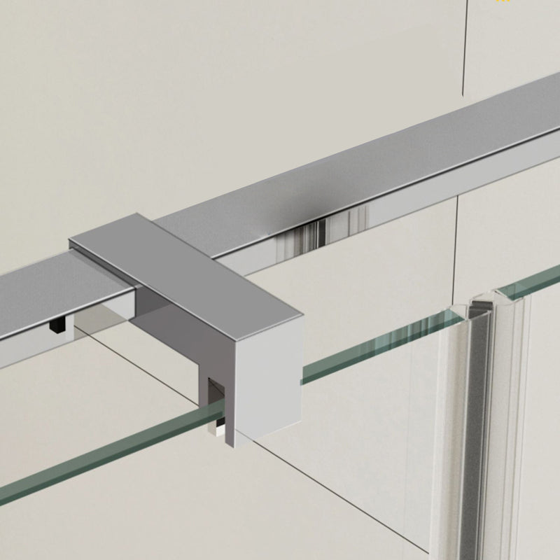 Minimalist Semi Frameless Door Hinged Tempered Glass Shower Door Clearhalo 'Bathroom Remodel & Bathroom Fixtures' 'Home Improvement' 'home_improvement' 'home_improvement_shower_tub_doors' 'Shower and Tub Doors' 'shower_tub_doors' 'Showers & Bathtubs' 6934730