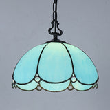 Tiffany Flower Hanging Lamp 1 Bulb Blue/Clear Hand Cut Glass Ceiling Pendant Light for Dining Room Clearhalo 'Ceiling Lights' 'Industrial' 'Middle Century Pendants' 'Pendant Lights' 'Pendants' 'Tiffany close to ceiling' 'Tiffany Pendants' 'Tiffany' Lighting' 69401