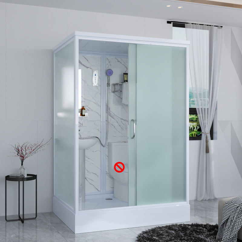 Framed Tempered Glass Shower kit with Base Included Framed Shower Stall in White Toilet Not Included Clearhalo 'Bathroom Remodel & Bathroom Fixtures' 'Home Improvement' 'home_improvement' 'home_improvement_shower_stalls_enclosures' 'Shower Stalls & Enclosures' 'shower_stalls_enclosures' 'Showers & Bathtubs' 6941122