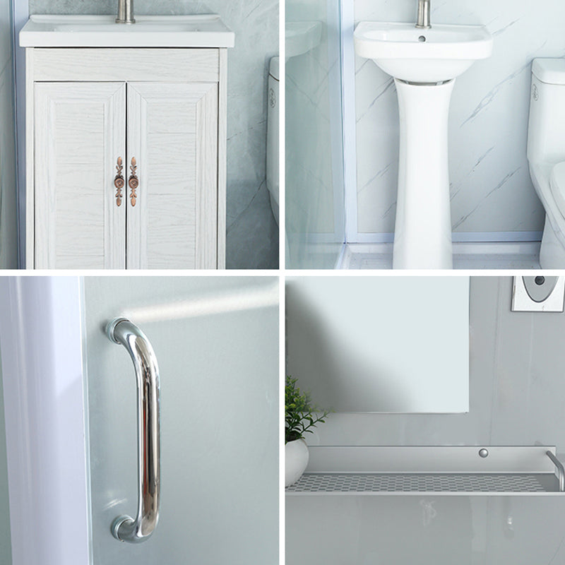 Framed Tempered Glass Shower kit with Base Included Framed Shower Stall in White Clearhalo 'Bathroom Remodel & Bathroom Fixtures' 'Home Improvement' 'home_improvement' 'home_improvement_shower_stalls_enclosures' 'Shower Stalls & Enclosures' 'shower_stalls_enclosures' 'Showers & Bathtubs' 6941129