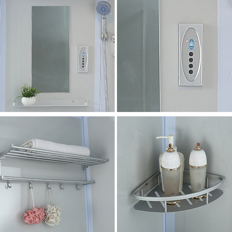 Framed Tempered Glass Shower kit with Base Included Framed Shower Stall in White Clearhalo 'Bathroom Remodel & Bathroom Fixtures' 'Home Improvement' 'home_improvement' 'home_improvement_shower_stalls_enclosures' 'Shower Stalls & Enclosures' 'shower_stalls_enclosures' 'Showers & Bathtubs' 6941130
