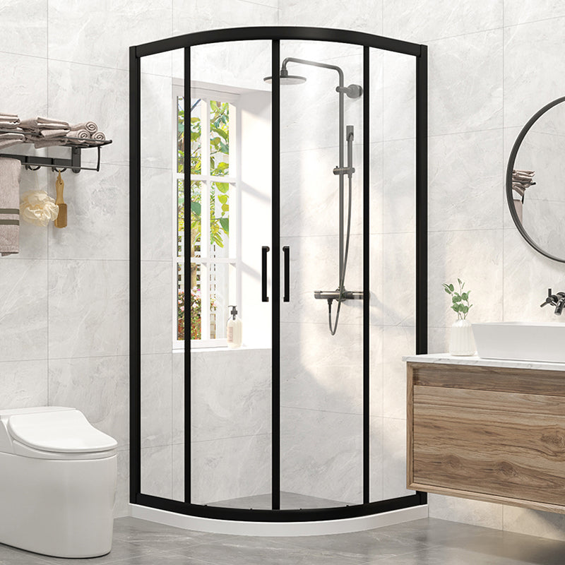 Modern Round Shower Enclosure Semi-Frameless Clear Tempered Shower Stall 35.4"L x 35.4"W x 76.8"H Clearhalo 'Bathroom Remodel & Bathroom Fixtures' 'Home Improvement' 'home_improvement' 'home_improvement_shower_stalls_enclosures' 'Shower Stalls & Enclosures' 'shower_stalls_enclosures' 'Showers & Bathtubs' 6941139
