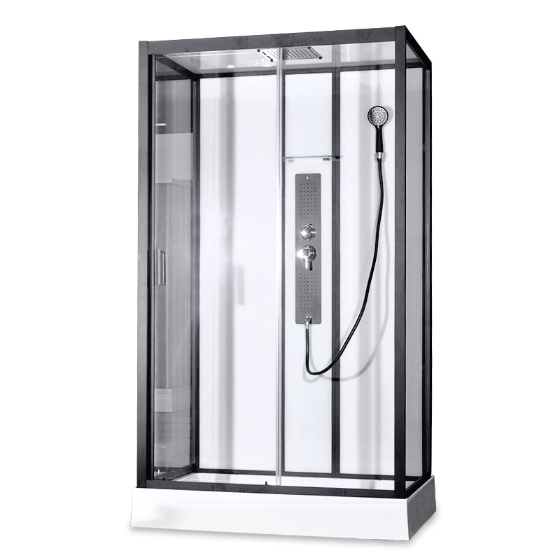 Framed Corner Shower Enclosure Single Sliding Clear Shower Enclosure Clearhalo 'Bathroom Remodel & Bathroom Fixtures' 'Home Improvement' 'home_improvement' 'home_improvement_shower_stalls_enclosures' 'Shower Stalls & Enclosures' 'shower_stalls_enclosures' 'Showers & Bathtubs' 6941155